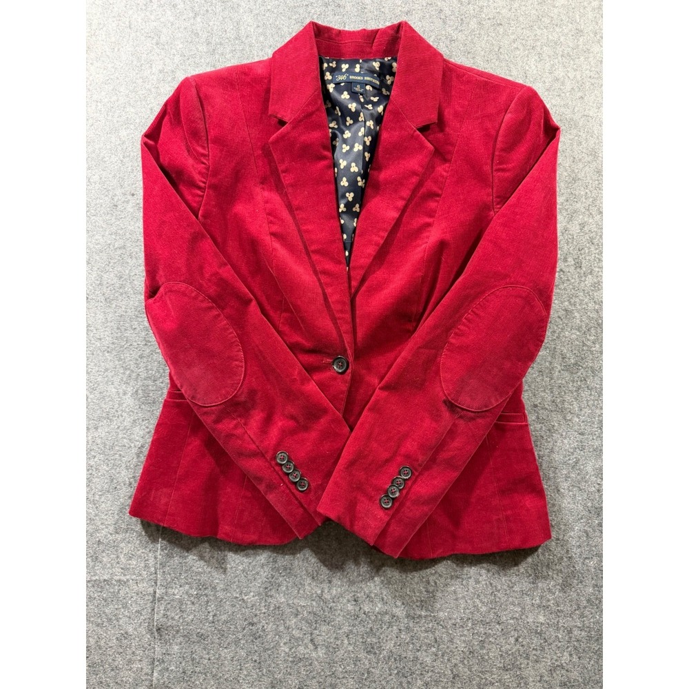 Brooks Brothers 346 Corduroy Blazer Jacket Womens Size 6 Red Elbow Patch Preppy
